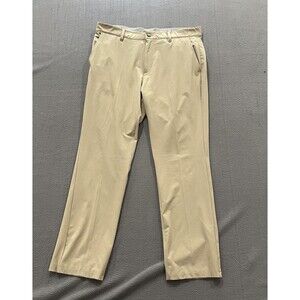 Adidas Pants Mens 36 Beige Golf Performance Rubber Grip Stretch Breathable Flat
